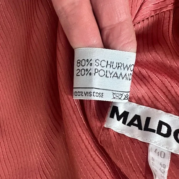 Maldone Chic Women's Wool Vintage Blend Coral Coat - 12 - Picture 7 of 11